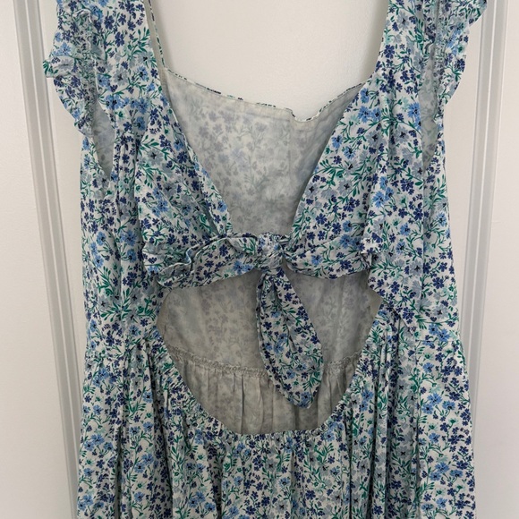 J. Crew Factory White Floral Maxi Skirt with Blue and Green Print - Picture 4 of 5